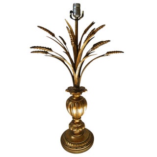Italian Regency Gilt Tole Wheat Sheath Lamp For Sale