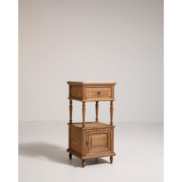 Oak Side Table with Marble Top, Antique, France, Early 20th Century For Sale In Greensboro - Image 6 of 14