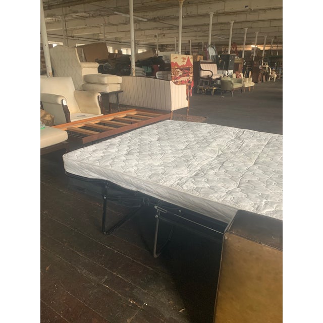 Crate and Barrel Leather Sleeper Sofa For Sale - Image 11 of 12