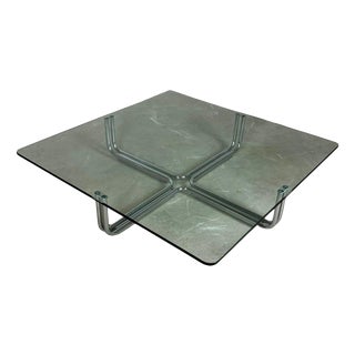 Vintage Coffee Table in Glass and Metal by Gianfranco Frattini for Cassina, 1970s For Sale