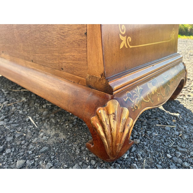 Vintage Hand-Painted Chinoiserie Serpentine Three-Drawer Chest For Sale - Image 13 of 17