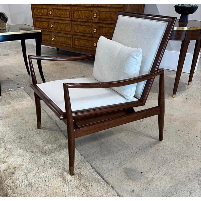 Mid-Century Modern Modern History Brachisto Mid Century Modern Lounge Chair Walnut/Off-White For Sale - Image 3 of 6