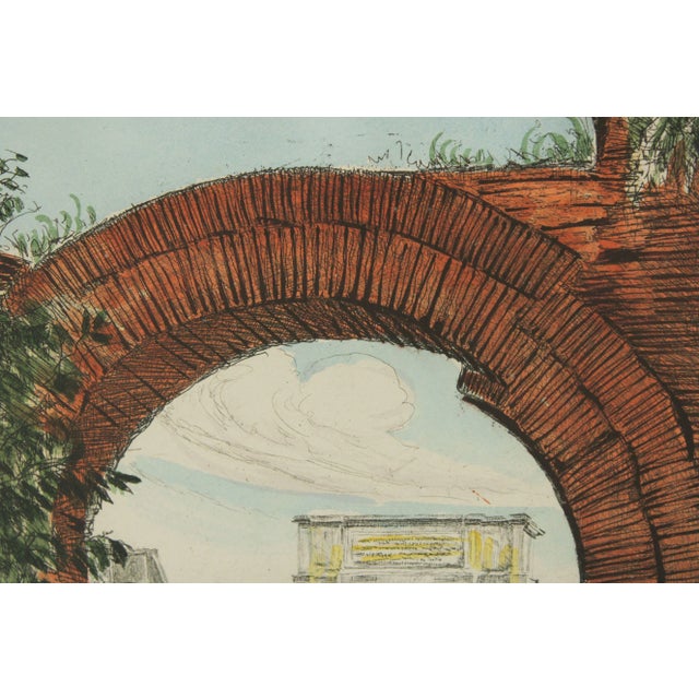 Mid 20th Century Italian Roman Ruins Colored Etching by Sziklay Bela For Sale - Image 10 of 13