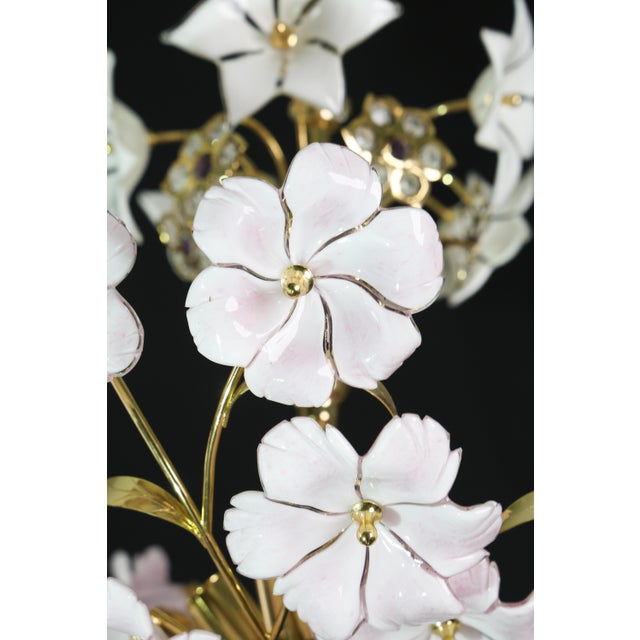 Charming Murano Vintage Chandelier White and Pink Flowers For Sale - Image 9 of 11