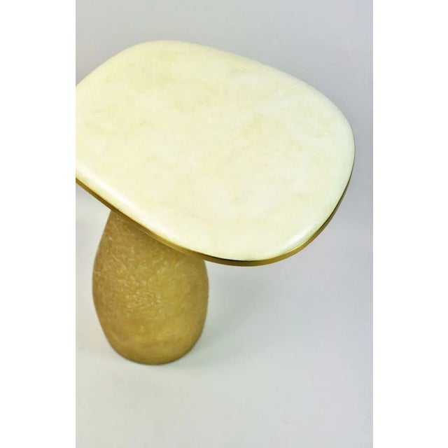 Contemporary Side Table with White Rock Crystal and Brass Top by François-Xavier Turrou for Ginger Brown For Sale - Image 3 of 5