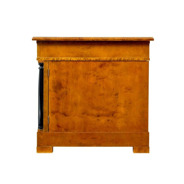 Traditional Swedish Empire Revival Birch Pedestal Desk, 1910 For Sale - Image 3 of 13