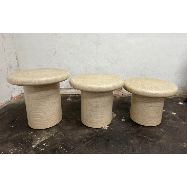 1970s Mid Century Raffia Mushroom Coffee Tables or Stools For Sale - Image 5 of 10