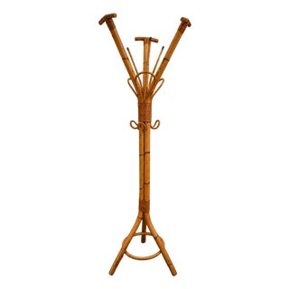 Parrot Coat Rack in Bamboo and Rattan, 1960s For Sale