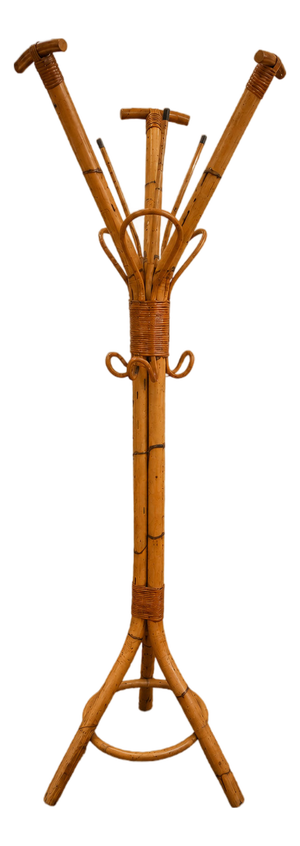 Parrot Coat Rack in Bamboo and Rattan, 1960s
