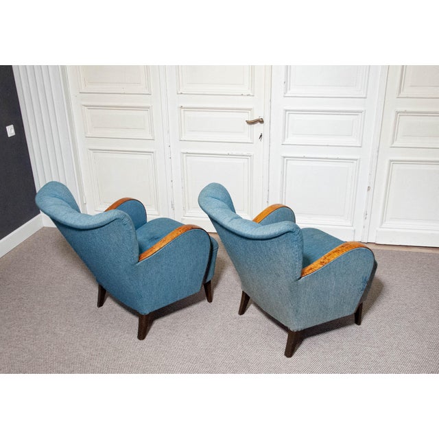 Set of Art Nouveau Swedish Club Chairs, 1940s For Sale - Image 6 of 13