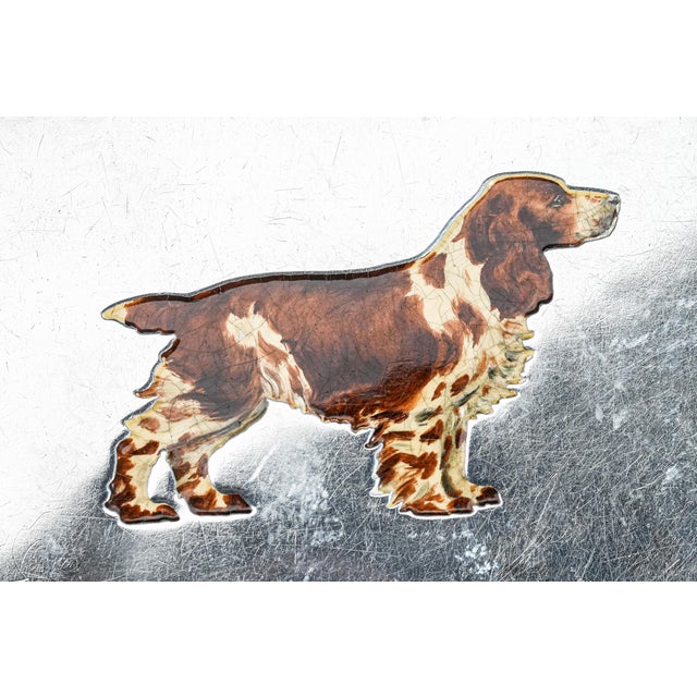 Exquisite Thomae Co. Sterling Silver Springer Spaniel Dog Hand Painted Enamel Antique Art Deco Cigarette Card Case For Sale - Image 4 of 14