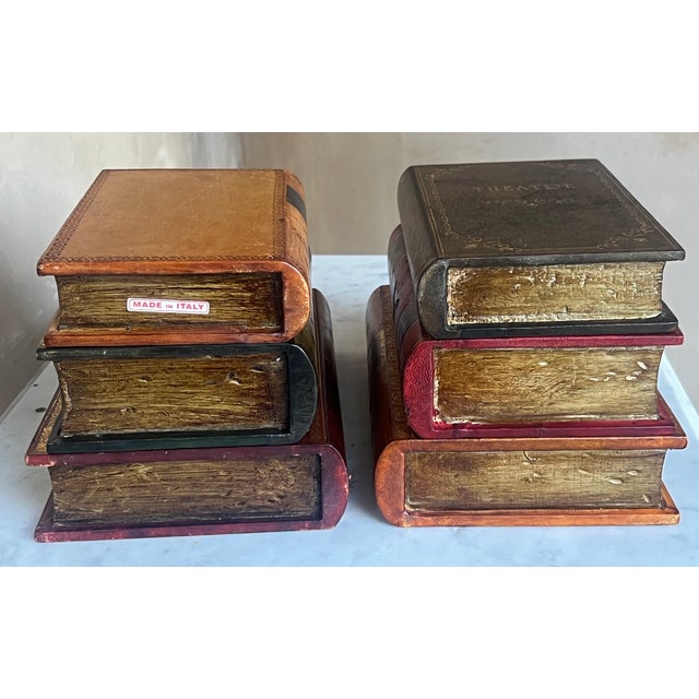 Vintage Italian Leather Bookends-Set of 2 For Sale - Image 11 of 13
