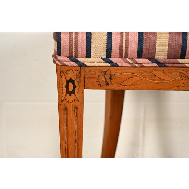 Antique Italian Regency Fruitwood Inlaid Marquetry Dining Chairs, Set of Four For Sale - Image 12 of 17