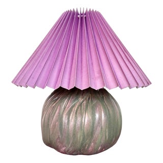 Studio Ceramic Art Table Lamp with Pleated Fabric Lampshade, Germany, 1960s For Sale