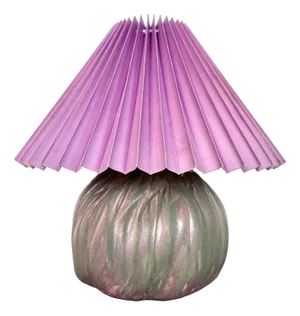 Studio Ceramic Art Table Lamp with Pleated Fabric Lampshade, Germany, 1960s