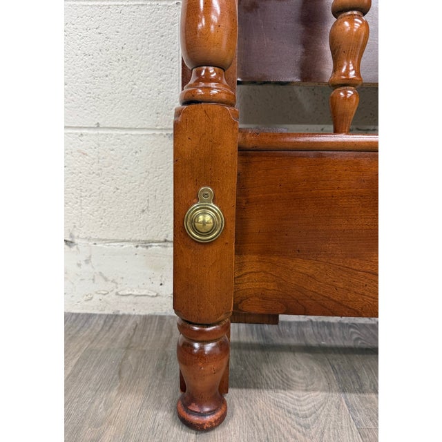 Wood Vintage Convertible Queen or Full Size Colonial Style Four Poster Pediment Bed For Sale - Image 7 of 10