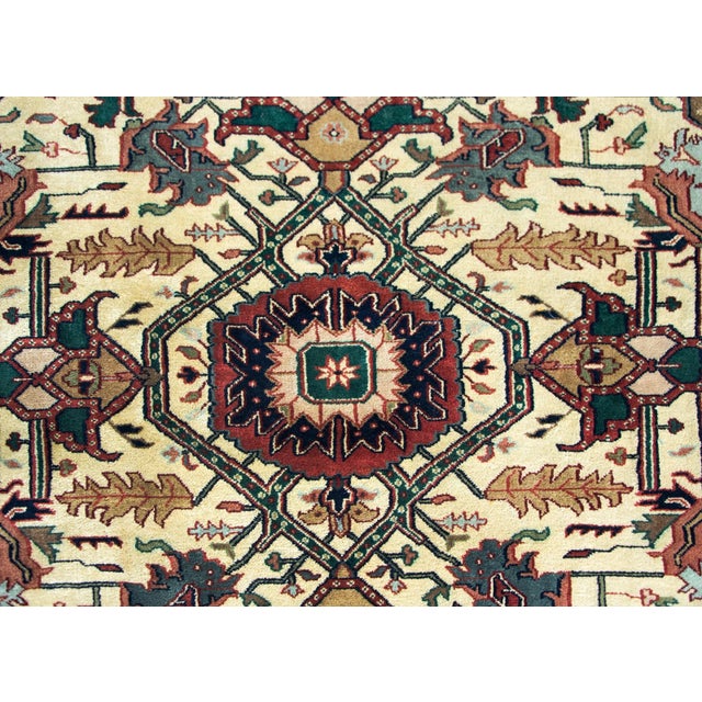 Cream Vintage Indian Heriz-Style Rug For Sale - Image 8 of 11