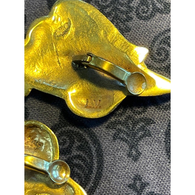 Metal Pair of Bronze and Enamel Earrings Line Vautrin For Sale - Image 7 of 10