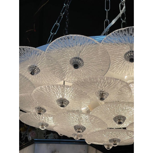 Modern Murano Glass Multi Disc Flush Mount Chandelier For Sale In Dallas - Image 6 of 7