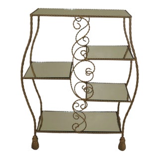 Gold Decorated Iron Tassel Design Etagere Curio Shelf For Sale