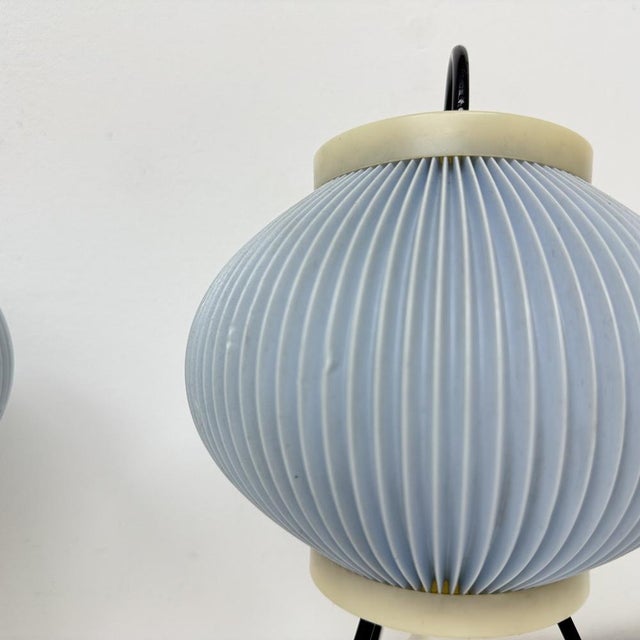 1960s Blue Ripsal Tripod Table Lamps, 1950s, Set of 2 For Sale - Image 5 of 18