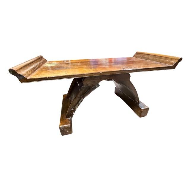 Early 20th Century Primitive Gothic Revival Flanged Top Wood Bench For Sale - Image 4 of 13