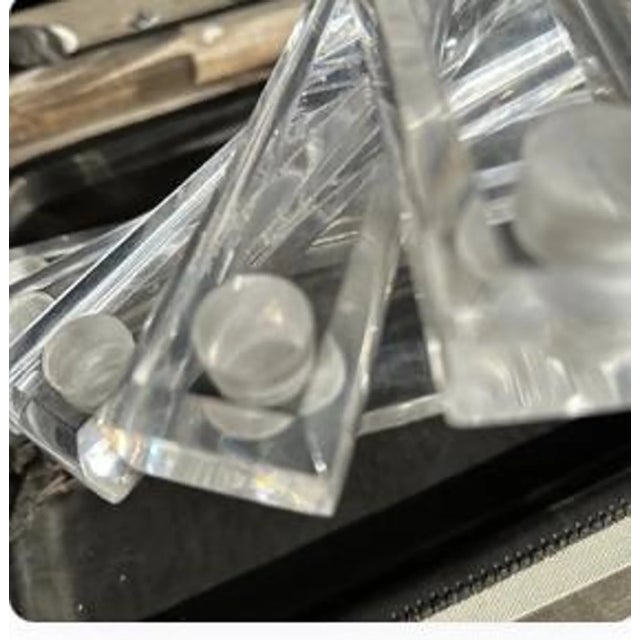 Metal 1960s Mid-Century Modern Spiral Lucite Candelabra Menorah For Sale - Image 7 of 12