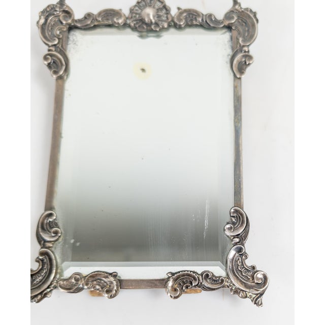 Late 19th Century 19th Century Portuguese .833 Silver Picture Frame With Beveled Mirror For Sale - Image 5 of 13
