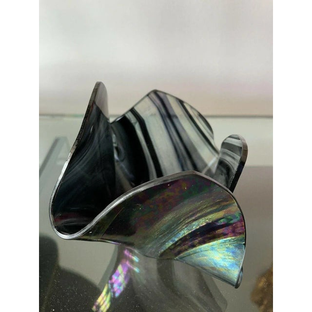 Green 1990s Abstract Hand Blown Art Glass Handkerchief Vase For Sale - Image 8 of 12