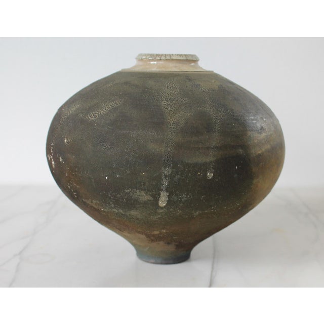 1980s 1980's Raku Pottery Bulbous Form Vase For Sale - Image 5 of 9