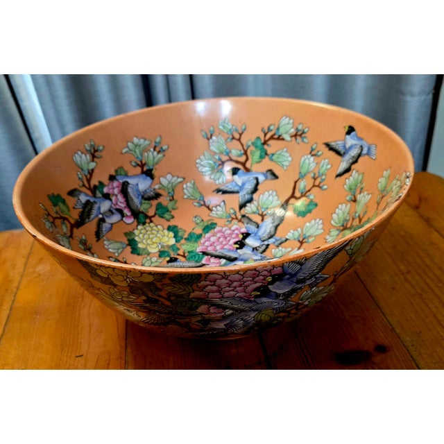 Chinese 1960s Large Center Piece Chinese Famille Rose Bowl For Sale - Image 3 of 8