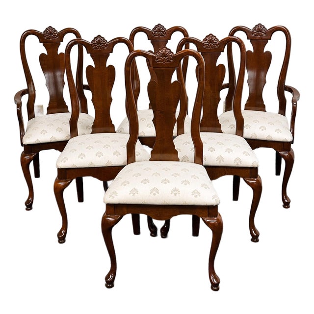 Late 20th Century American Drew Georgian Cherry Dining Chairs - Set of 6 For Sale