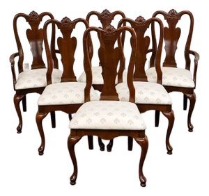 Late 20th Century American Drew Georgian Cherry Dining Chairs - Set of 6