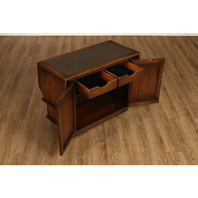 Brown Jamestown Lounge Co. Gothic Revival Vintage Oak Drop-Leaf Server For Sale - Image 8 of 18