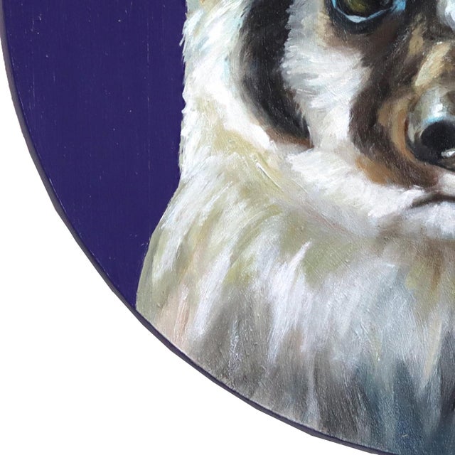 Wood A Portrait of a Badger and His Pear - Original Animal Portrait Oil Painting on Wood Panel by Jj Galloway For Sale - Image 7 of 9