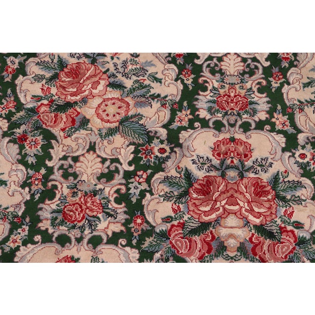 Floral 1990's Pak-Persian Green/Beige Wool Rug - 9'4'' X 12'6'' For Sale - Image 4 of 9