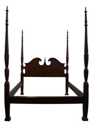 Universal Furniture Solid Cherry Traditional Style Queen Size Four Poster Pediment Rice Bed