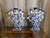 Vintage Chinoiserie blue and white Export porcelain hand painted with floral and cherub motif flower vase/Tulipiere.