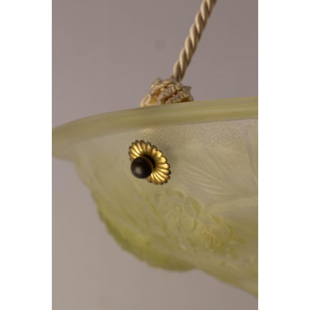 19th Century Molded Glass Bowl Pendant Light with Floral Design, 1890s For Sale - Image 5 of 9