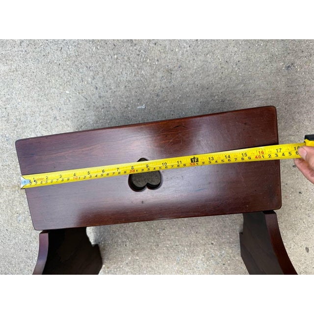 Wood Late 20th Century Vintage Georgian Style Bed/Library Step Stool With Heart Carved For Sale - Image 7 of 10