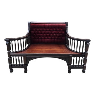 Antique Eastlake Victorian Style Upholstered Back Settee For Sale