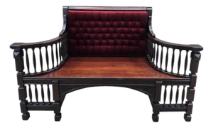 Antique Eastlake Victorian Style Upholstered Back Settee