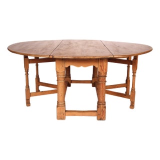 72" Diameter William & Mary Style Pine Dining Room Table For Sale