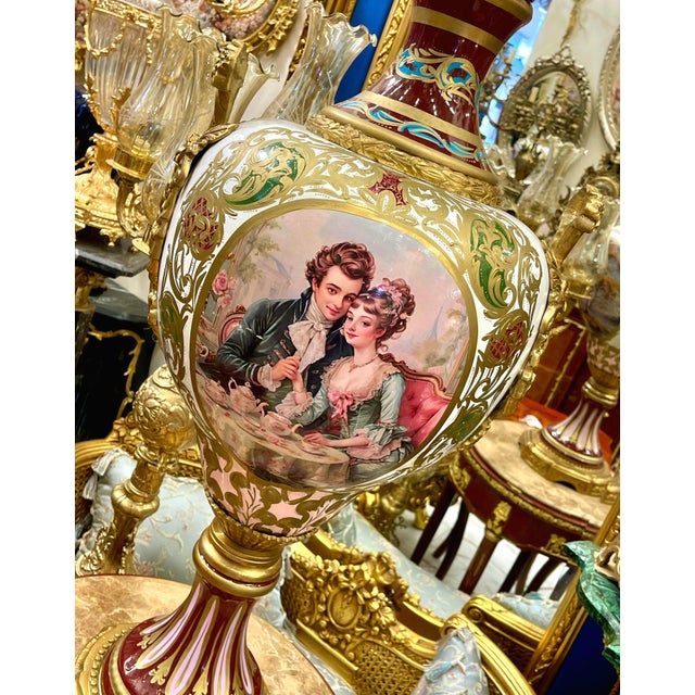 Bring timeless European elegance into your home with this magnificent French-style porcelain vase, richly decorated with...