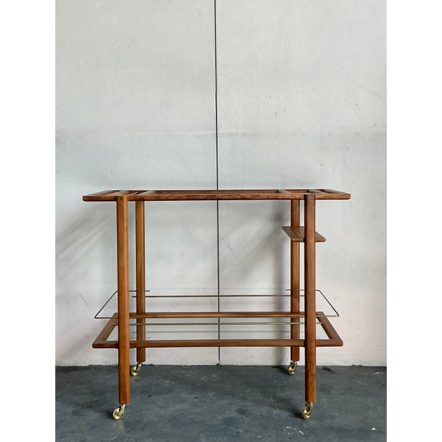 Early 21st Century Boho Earl Polished Teak Bar Cart For Sale - Image 5 of 7