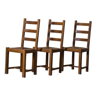Brutalist Dining Chairs, France, 1950s, Set of 3 For Sale