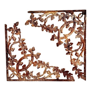 Vintage Cast Iron Victorian Style Large 24" Wall Shelf Brackets Corbels - A Pair For Sale