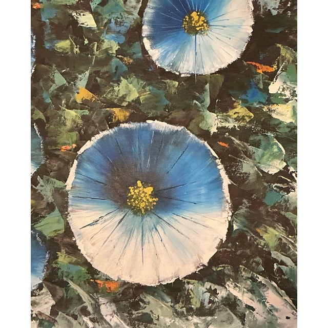 Mid 20th Century Large Vintage Hand-Painted Textured Flowers Canvas Wall Art Framed For Sale - Image 5 of 10