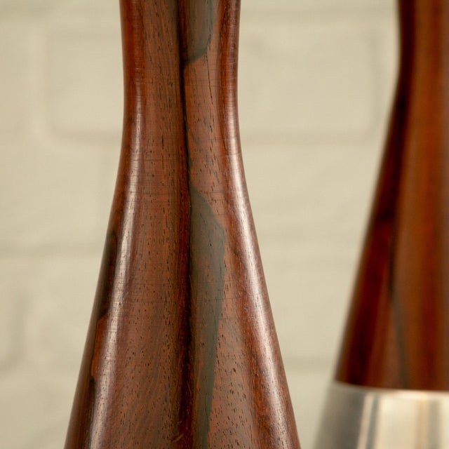 Rosewood and Aluminum Table Lamps from Bergboms, Sweden, 1950s, Set of 2 For Sale - Image 9 of 13