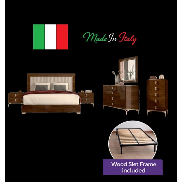 Contemporary Italian Luxury 6-Piece King Bedroom Set – Sleek Modern Elegance | Wood Slat Frame Included For Sale - Image 3 of 3